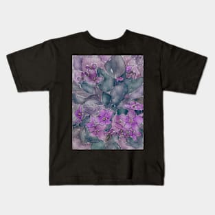 African Violets Digital Watercolor Painting Kids T-Shirt